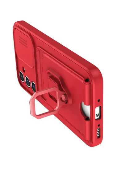 Newface Samsung Galaxy A05S Kılıf Zuma Kartvizitli Yüzüklü Silikon - Kırmızı resmi