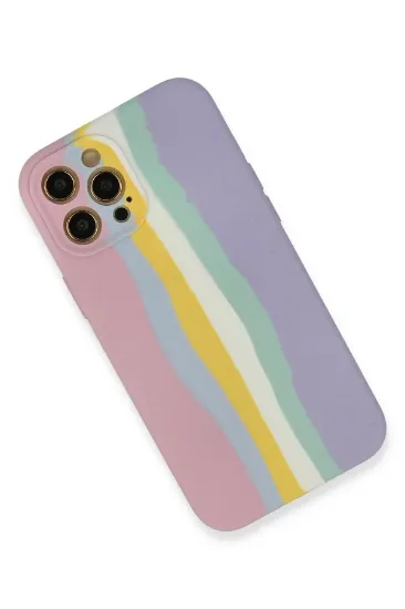 Newface iPhone 12 Pro Max Kılıf Ebruli Lansman Silikon - Pembe-Lila resmi