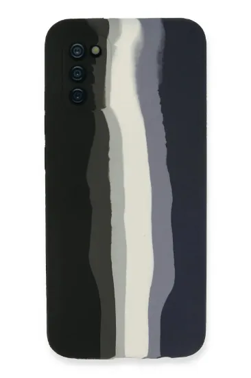 Newface Samsung Galaxy A03S Kılıf Ebruli Lansman Silikon - Siyah-Lacivert resmi