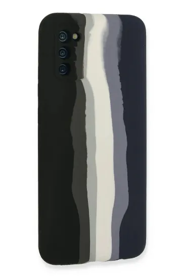 Newface Samsung Galaxy A03S Kılıf Ebruli Lansman Silikon - Siyah-Lacivert resmi