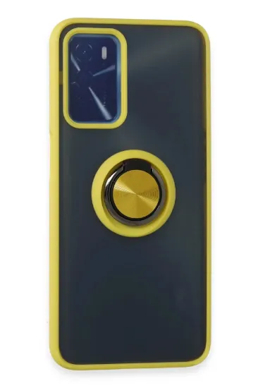 Newface Oppo A16 Kılıf Montreal Yüzüklü Silikon Kapak - Sarı resmi