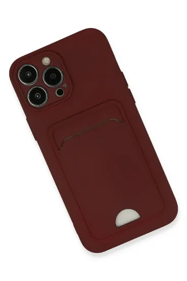 Newface iPhone 13 Pro Max Kılıf Kelvin Kartvizitli Silikon - Bordo resmi