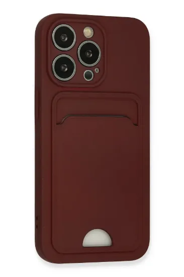 Newface iPhone 13 Pro Kılıf Kelvin Kartvizitli Silikon - Bordo resmi