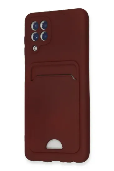 Newface Samsung Galaxy A22 Kılıf Kelvin Kartvizitli Silikon - Bordo resmi