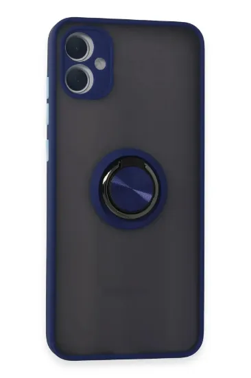Newface Samsung Galaxy A05 Kılıf Montreal Yüzüklü Silikon Kapak - Lacivert resmi