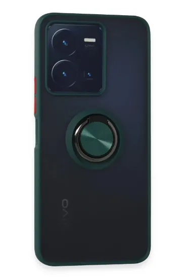 Newface Vivo Y35 Kılıf Montreal Yüzüklü Silikon Kapak - Yeşil resmi