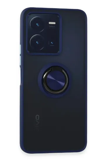 Newface Vivo Y35 Kılıf Montreal Yüzüklü Silikon Kapak - Lacivert resmi