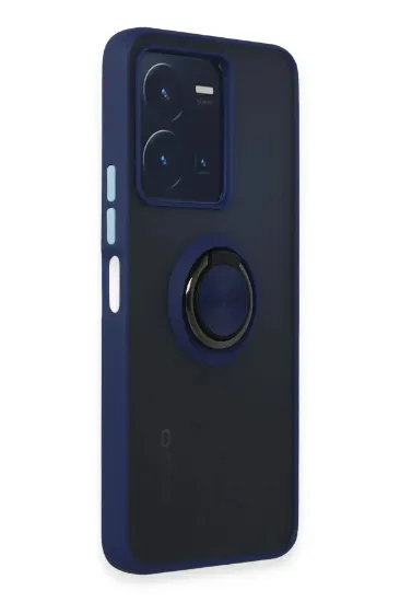 Newface Vivo Y35 Kılıf Montreal Yüzüklü Silikon Kapak - Lacivert resmi