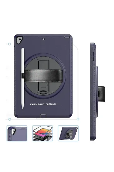 Newface iPad 10.2 (7.nesil) Kılıf Hand Strap Tablet Kılıfı - Lacivert resmi