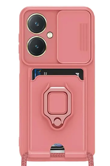 Newface Vivo Y27 Kılıf Zuma Kartvizitli Yüzüklü Silikon - Pembe resmi