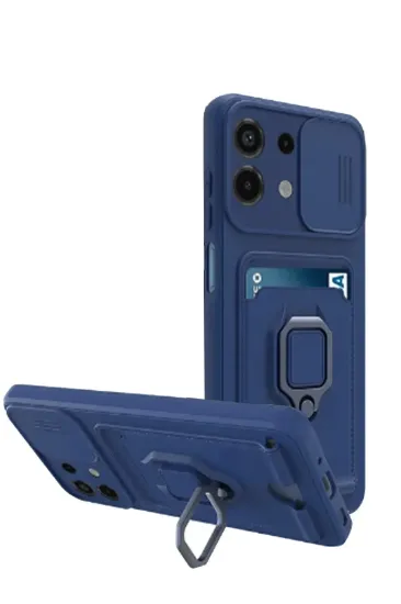 Newface Xiaomi Redmi Note 13 4G Kılıf Zuma Kartvizitli Yüzüklü Silikon - Lacivert resmi