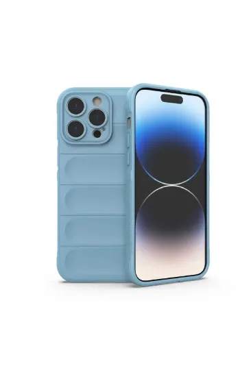 Newface iPhone 14 Pro Max Kılıf Optimum Silikon - Sky Blue resmi