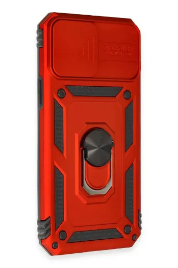 Newface iPhone 12 Pro Max Kılıf Pars Lens Yüzüklü Silikon - Kırmızı resmi