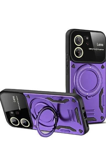 Newface Xiaomi Mi 13T Pro Kılıf Joy Lens Standlı Kapak - Mor resmi