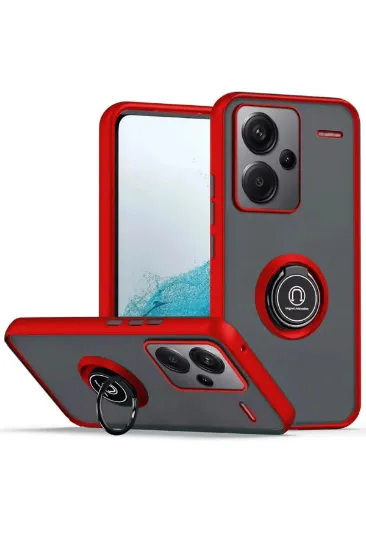 Newface Xiaomi Redmi Note 13 Pro Plus Kılıf Montreal Yüzüklü Silikon Kapak - Kırmızı resmi