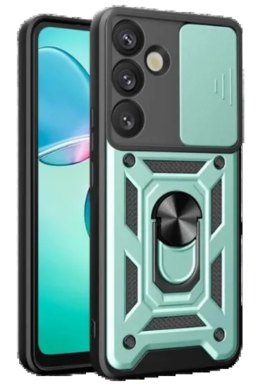 Newface Samsung Galaxy S25 Plus Kılıf Pars Lens Yüzüklü Silikon - Yeşil resmi