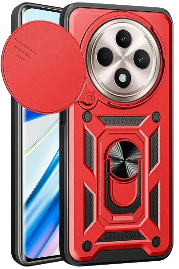 Newface Xiaomi Redmi 14C Kılıf Pars Lens Yüzüklü Silikon - Kırmızı resmi