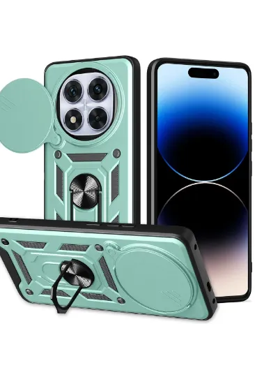 Newface Xiaomi Redmi Note 14 Pro Plus Kılıf Pars Lens Yüzüklü Silikon - Yeşil resmi