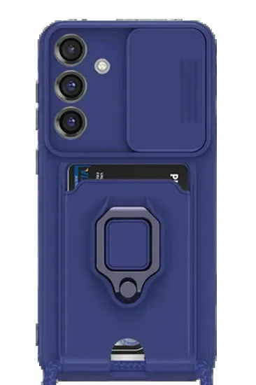 Newface Samsung Galaxy S25 Plus Kılıf Zuma Kartvizitli Yüzüklü Silikon - Lacivert resmi