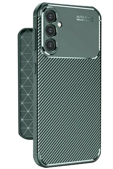Newface Samsung Galaxy A56 Kılıf Auto Focus Karbon Kapak - Koyu Yeşil resmi