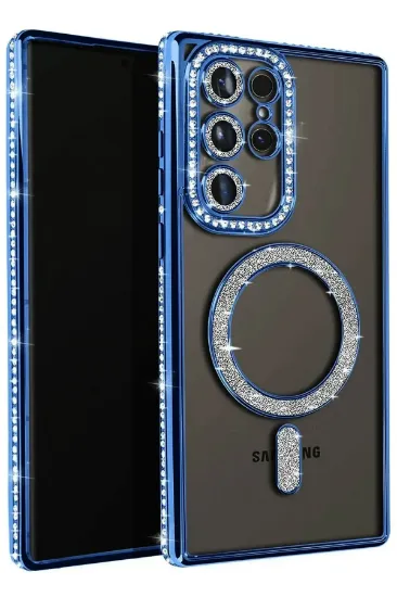 Newface Samsung Galaxy S25 Ultra Kılıf Joke Simli Magneticsafe Kılıf - Lacivert resmi