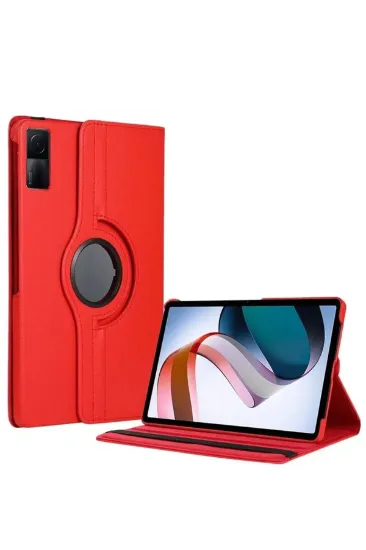 Newface Xiaomi Redmi Pad SE 4G Kılıf 360 Tablet Deri Kılıf - Kırmızı resmi