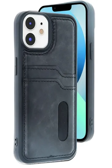 Newface iPhone 11 Kılıf Sara Kartvizitli Deri Kılıf - Siyah resmi