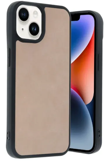Newface iPhone 14 Kılıf Aras Deri Kapak - Pudra resmi