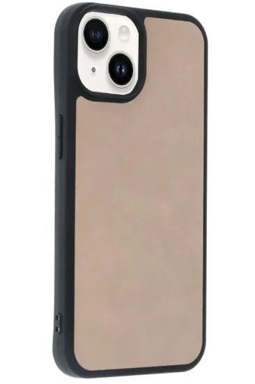 Newface iPhone 14 Kılıf Aras Deri Kapak - Pudra resmi