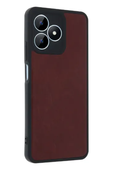 Newface Realme Note 50 4G Kılıf Aras Deri Kapak - Bordo resmi