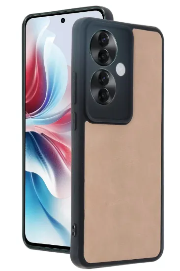 Newface Oppo Reno 11F Kılıf Aras Deri Kapak - Pudra resmi