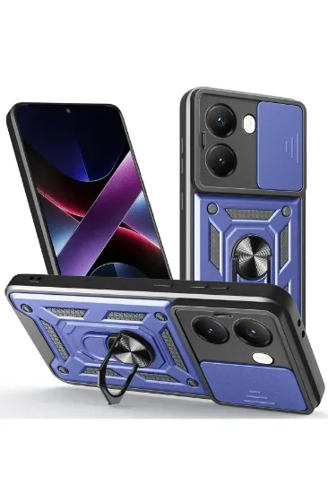 Newface Xiaomi Poco X7 Pro Kılıf Pars Lens Yüzüklü Silikon - Lacivert resmi