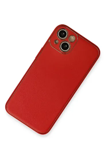 Newface iPhone 13 Kılıf Coco Deri Silikon Kapak - Kırmızı resmi