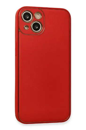 Newface iPhone 13 Kılıf Coco Deri Silikon Kapak - Kırmızı resmi