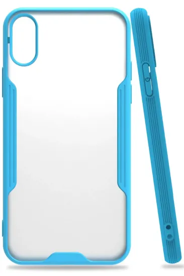 Newface iPhone X Kılıf Platin Silikon - Mavi resmi