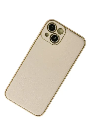 Newface iPhone 13 Kılıf Coco Deri Silikon Kapak - Gold resmi