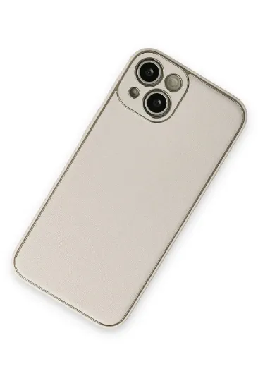 Newface iPhone 13 Kılıf Coco Deri Silikon Kapak - Beyaz resmi