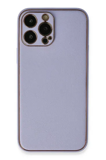 Newface iPhone 13 Pro Kılıf Coco Deri Silikon Kapak - Açık Lila resmi