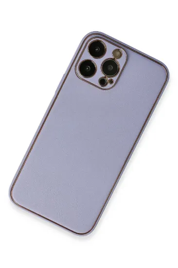 Newface iPhone 13 Pro Max Kılıf Coco Deri Silikon Kapak - Açık Lila resmi