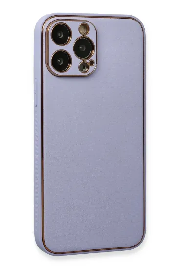 Newface iPhone 13 Pro Max Kılıf Coco Deri Silikon Kapak - Açık Lila resmi