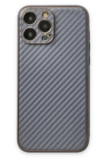 Newface iPhone 13 Pro Max Kılıf Coco Karbon Silikon - Gri resmi