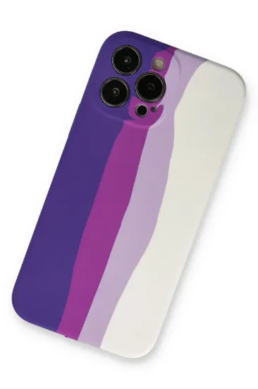 Newface iPhone 13 Pro Kılıf Ebruli Lansman Silikon - Mor-Beyaz resmi