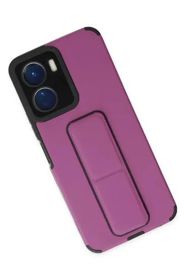 Newface Vivo Y16 Kılıf Mega Standlı Silikon - Mor resmi