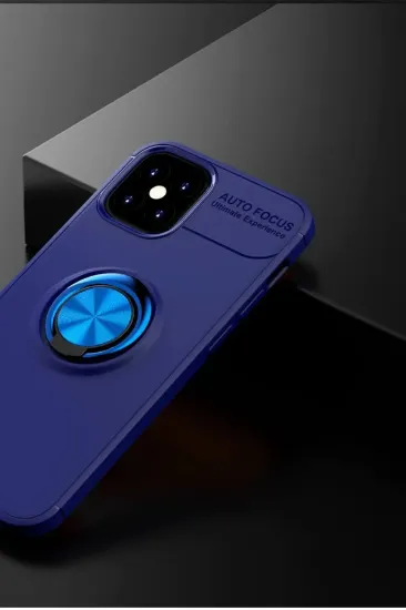 Newface iPhone 12 Mini Kılıf Range Yüzüklü Silikon - Mavi resmi