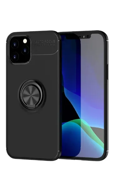 Newface iPhone 12 Kılıf Range Yüzüklü Silikon - Siyah resmi