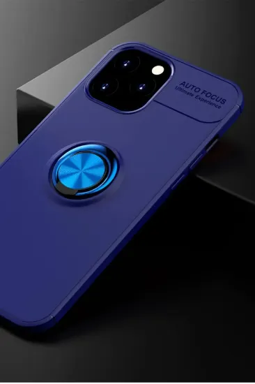 Newface iPhone 12 Pro Max Kılıf Range Yüzüklü Silikon - Mavi resmi