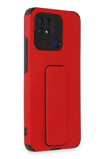 Newface Xiaomi Redmi 10C Kılıf Mega Standlı Silikon - Kırmızı resmi