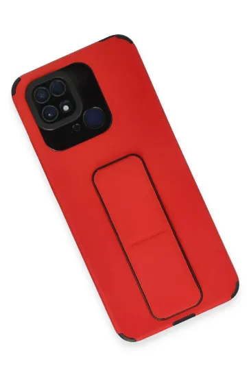 Newface Xiaomi Redmi 10C Kılıf Mega Standlı Silikon - Kırmızı resmi