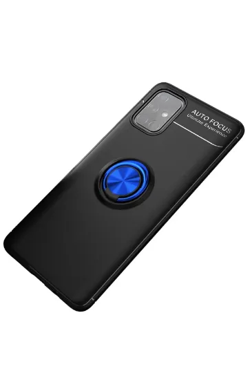 Newface Samsung Galaxy M31S Kılıf Range Yüzüklü Silikon - Siyah-Mavi resmi