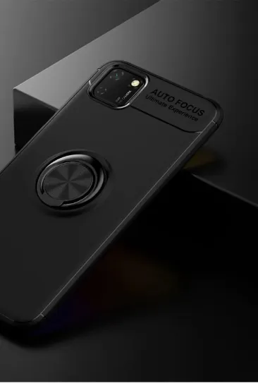 Newface Huawei Y5P Kılıf Range Yüzüklü Silikon - Siyah resmi